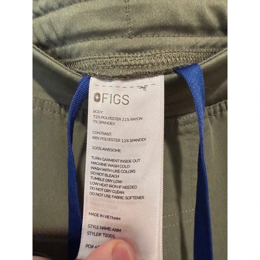 Figs Axim T2001 Men Olive Green Cargo Scrub Pants Technical Collection Large L
